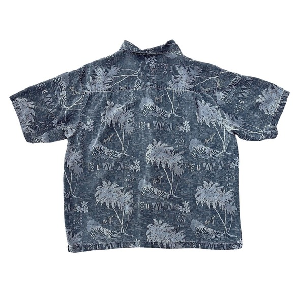 Maui Jim Hawaiian Surf Shirt 2XL 100% Silk Gray Button Up Resortwear Aloha Beach - Picture 10 of 11